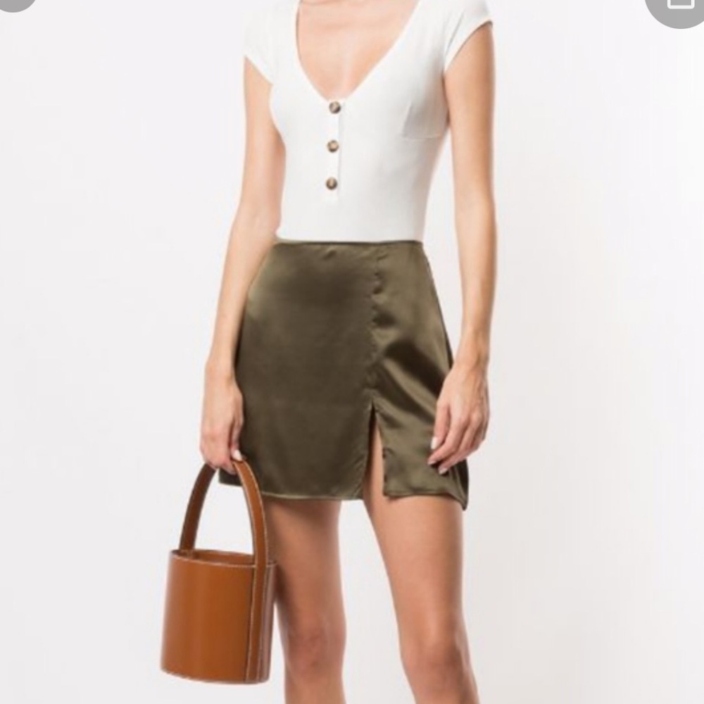 NWT Reformation Robbie Skirt Silk Army